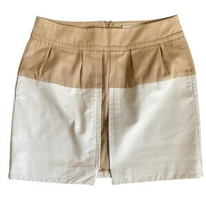 leifsdottir Tan and White Colorblock Leather Skort